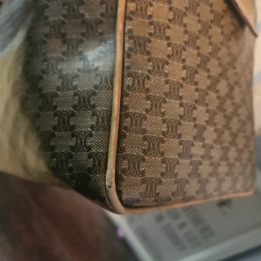Celine Brown Monogram Canvas Top-Handle Satchel - Picture 12 of 16